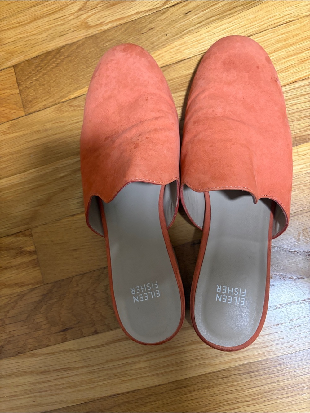 Eileen Fisher Coral Suede Slip-On Mules
